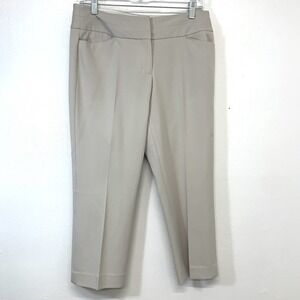 Express Editor Crop Pants Neutral Pockets Sz 4 Stretch Capsule Business Casual